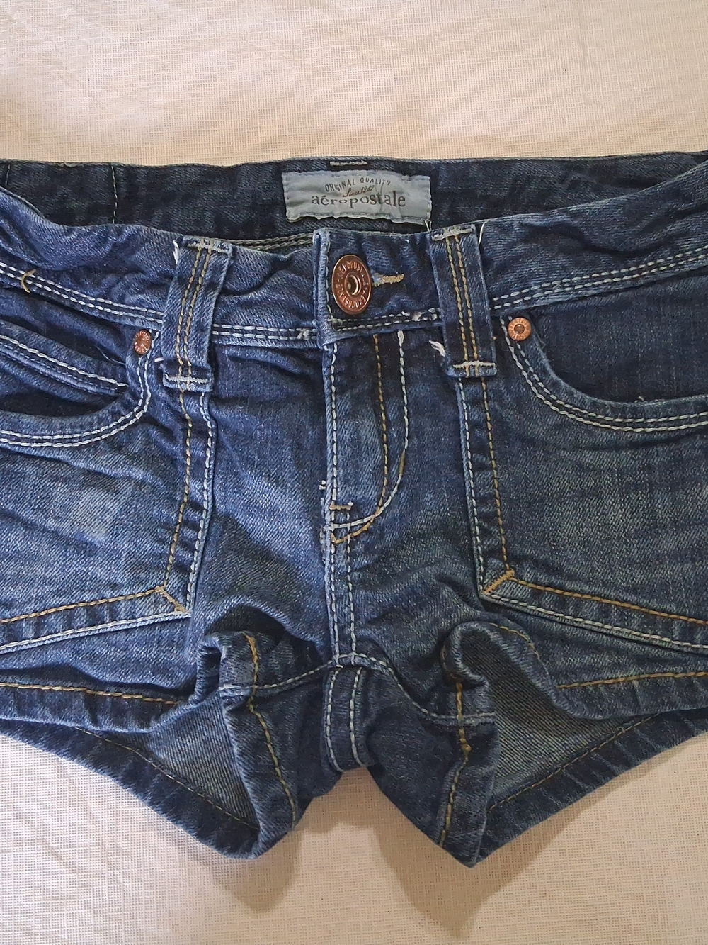 Aeropostale A87 Shortie Shorts Booty Shorts Size 0 Denim Jean Low Rise Hot Pants